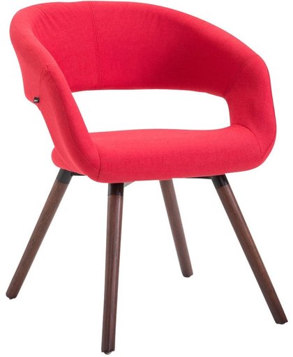 Clp Eetkamerstoel GIZA, wachtkamerstoel, bezoekersstoel, keukenstoel, fauteuil, bekleding van stof, - Bekleding kleur: rood, kleur onderstel : walnoot,