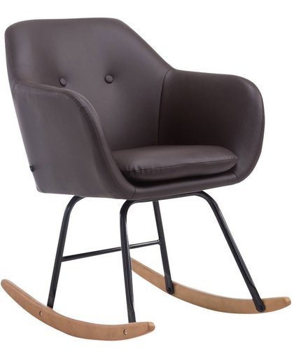 Clp Schommelstoel AVALON, schommelstoel met metalen frame, verstelbare stoel met houten rails, kunstlederen stoel - bruin,