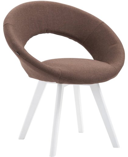 Clp Eetkamerstoel BECK, scandinavische stijl, bezoekersstoel met rugleuning, vierpotig houten frame, moderne stoel, bekleding van stof, - bruin kleur onderstel : wit