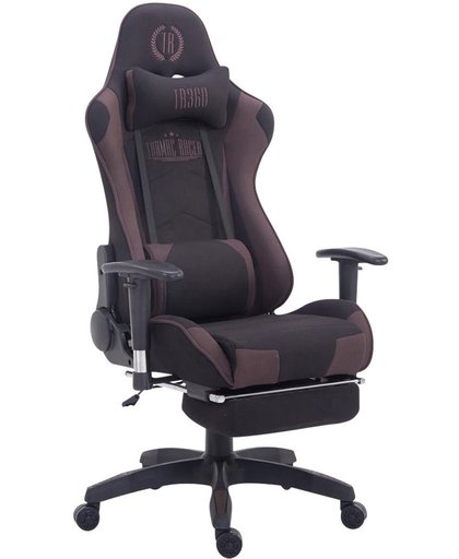 Clp Managerstoel TURBO directiestoel, Gaming chair met voetsteun, hoogte verstelbaar, ergonomisch, belastbaar tot 150 kg, stof - zwart/bruin