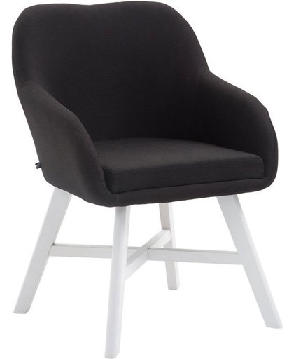 Clp Eetkamerstoel KEPLER, wachtkamerstoel met armleuningen, bezoekersstoel met beukenhouten frame, keukenstoel, bekleding van stof - zwart, kleur onderstel : wit,