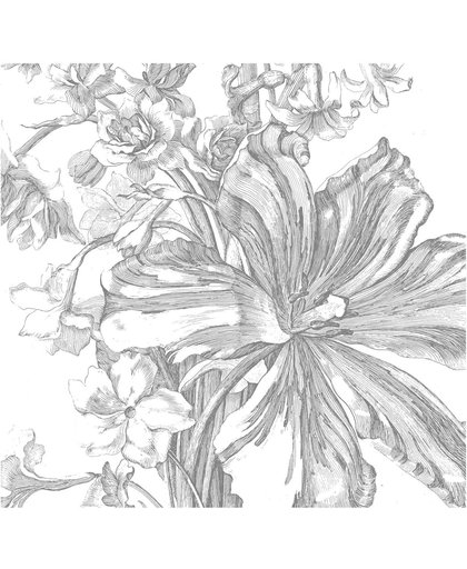 Engraved Flowers, fotobehang van KEK Amsterdam, WP-332, 6 baans behang