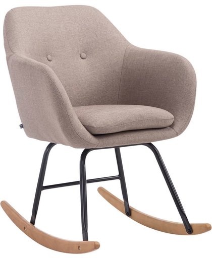 Clp Schommelstoel AVALON, schommelstoel met metalen frame, verstelbare stoel met houten rails, stoffen stoel - taupe