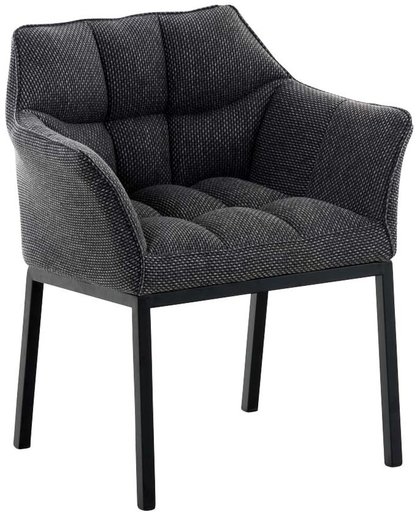 Clp Lounge stoel OCTAVIA - gepolsterde stoel met armsteun, stof - titaangrijs, onderstel : matzwart metaal