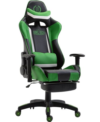 Clp Bureaustoel JEREZ, gaming chair met en zonder voetensteun leverbaar, bureaustoel, directiestoel, met kantelmechanisme,  belastbaar tot 136 kg - kunstleer - zwart/groen, met voetsteun