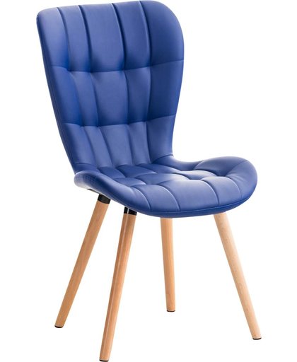 Clp Eetkamerstoel ELDA, wachtkamerstoel, woonkamerstoel, bezoekersstoel, fauteuil met stevig houten frame, met stijlvolle decoratieve stiksels, verkrijgbaar in verschillende kleuren, bekleding van kunstleer, - blauw,