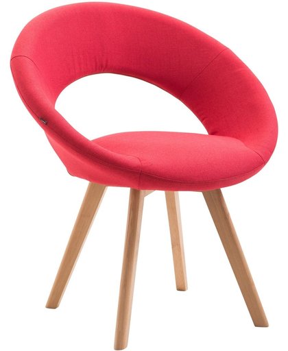 Clp Eetkamerstoel BECK, scandinavische stijl, bezoekersstoel met rugleuning, vierpotig houten frame, moderne stoel, bekleding van stof, - rood kleur onderstel : natura