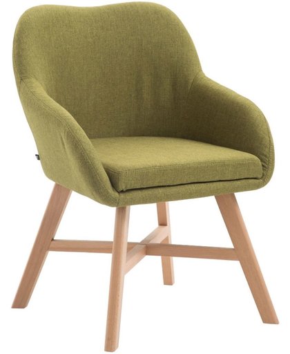 Clp Eetkamerstoel KEPLER, wachtkamerstoel met armleuningen, bezoekersstoel met beukenhouten frame, keukenstoel, bekleding van stof - groen, kleur onderstel : natura,