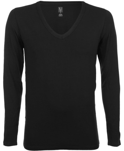 RJ Bodywear - Diepe V-hals T-Shirt Zwart LS - XXL