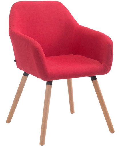 Clp Bezoekersstoel ACHAT V2 met armleuning, maximaal laadvermogen 150 kg, houten frame, met vloerbeschermers, zitoppervlak van stof - rood kleur onderstel : natura