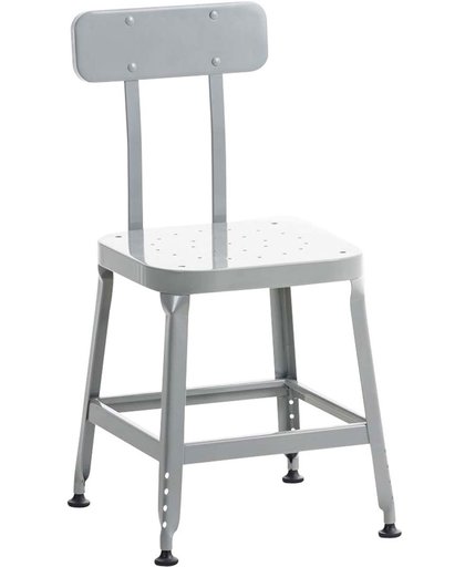 Clp Metalen stoel EASTON, keukenstoel, woonkamerstoel, eetkamerstoel, wachtkamerstoel, fauteuil, bezoekersstoel, industriële look, vintage, retro, van metaal - zilver