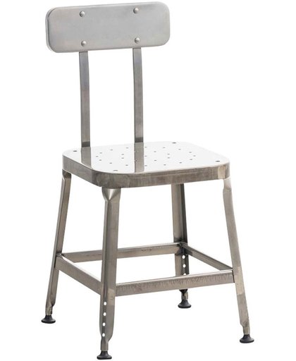 Clp Metalen stoel EASTON, keukenstoel, woonkamerstoel, eetkamerstoel, wachtkamerstoel, fauteuil, bezoekersstoel, industriële look, vintage, retro, van metaal - grijs