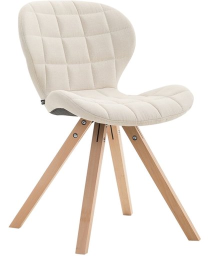 Clp Design retro stoel ALYSSA, bezoekersstoel, woonkamerstoel, eetkamerstoel, objectstoel, vergaderstoel, vierkant beukenhouten frame, bekleding van stof - creme, kleur onderstel : natura,