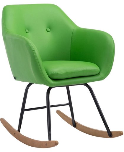 Clp Schommelstoel AVALON, schommelstoel met metalen frame, verstelbare stoel met houten rails, kunstlederen stoel - groen