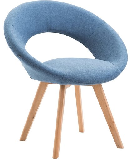 Clp Eetkamerstoel BECK, scandinavische stijl, bezoekersstoel met rugleuning, vierpotig houten frame, moderne stoel, bekleding van stof, - blauw, kleur onderstel : natura
