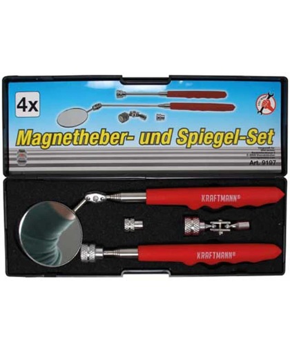 Magnetisch uitschuifbaar oppak gereedschap, Pick-Up Tool en Inspectie Spiegel Set, BGS 9197