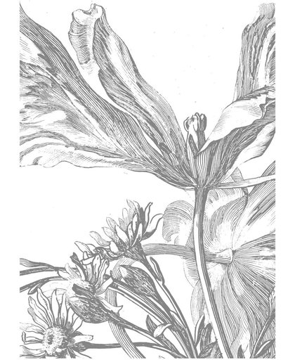 Engraved Flowers, fotobehang van KEK Amsterdam, WP-329, 4 baans behang