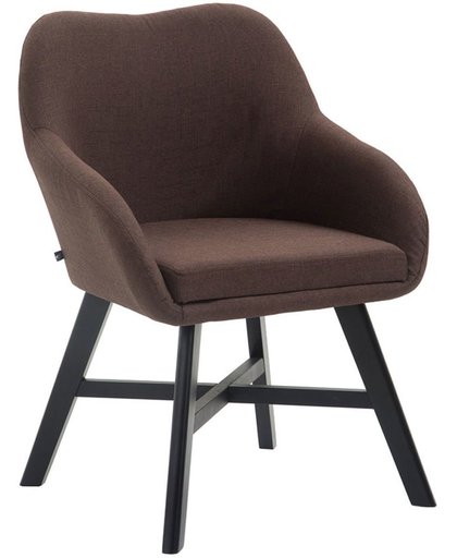 Clp Eetkamerstoel KEPLER, wachtkamerstoel met armleuningen, bezoekersstoel met beukenhouten frame, keukenstoel, bekleding van stof - bruin, kleur onderstel : zwart,