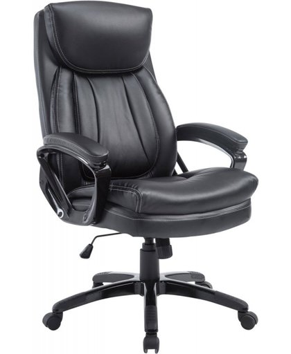 Clp Bureaustoel XL PLATON, Gaming bureaustoel met kantelmechanisme, traploze verstelmogelijkheid, bureaustoel, verstelbare stoel, computerstoel, bureaustoel, belading 180 kg, met kunstlederen overtrek - zwart