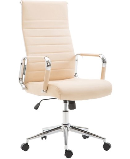 Clp bureaustoel COLUMBUS, met hoge rugleuning, managerstoel, ergonomische bureaustoel met bekleding van kunstleer, - crème