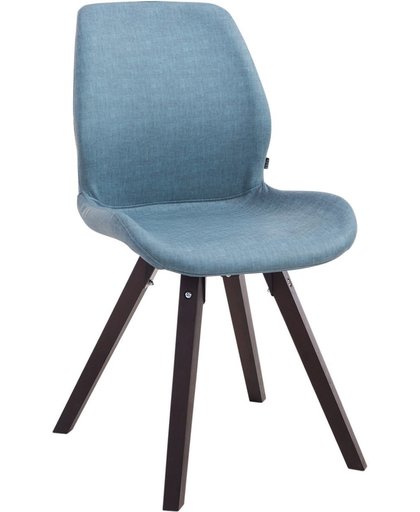 Clp Bezoekersstoel PERTH, eetkamerstoel, wachtkamerstoel, bekleding van kunstleer, - blauw, kleur onderstel : vierkant cappucino,