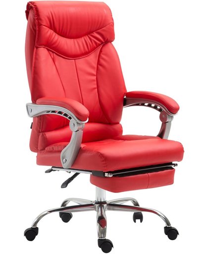 Clp Bureaustoel BIG IOWA, directiestoel met voetensteun, draaistoel met armleuningen, bureaustoel met hoogwaardige bekleding van kunstleer - rood,