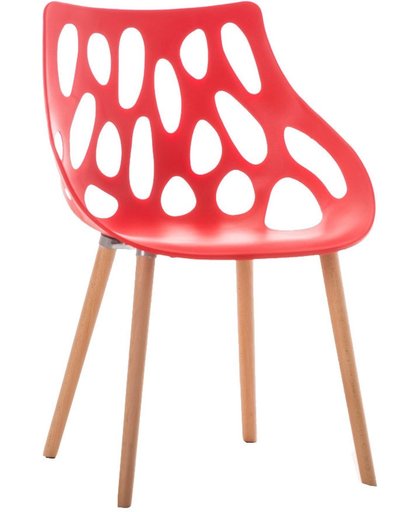 Clp modern retro design bezoekersstoel, wachtkamerstoel HAILEY - beukenhouten onderstel - rood