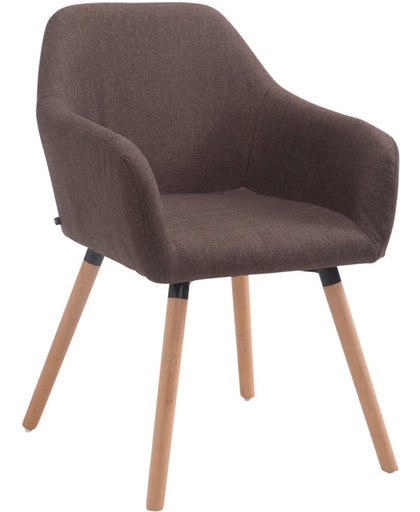 Clp Bezoekersstoel ACHAT V2 met armleuning, maximaal laadvermogen 150 kg, houten frame, met vloerbeschermers, zitoppervlak van stof - bruin kleur onderstel : natura