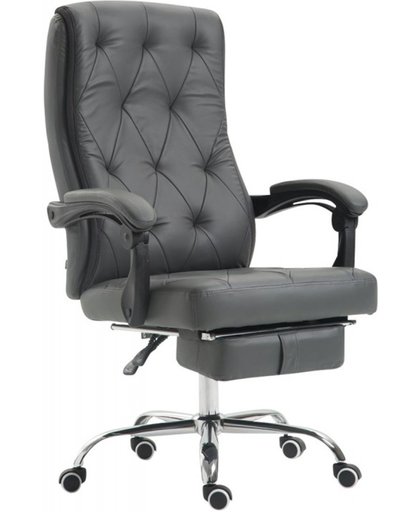 Clp Bureaustoel GEAR, directiestoel, managerstoel, kantoorstoel, in hoogte verstelbare bureaustoel met uitschuifbare voetsteun, Ergonomische draaistoel, verkrijgbaar in verschillende kleuren, bekleding van kunstleer - grijs,