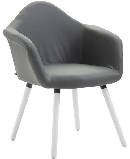 Clp Eetkamerstoel TITO, fauteuil met vierpotig frame, aangenaam gestoffeerd, beukenhouten frame, bekleding van kunstleer, - grijs kleur onderstel : wit