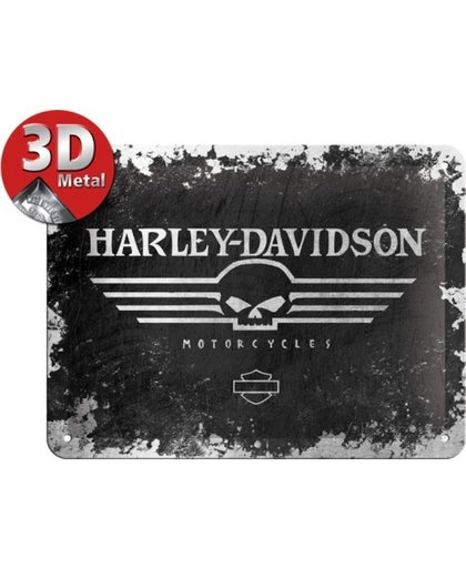 Harley-Davidson Skull Logo. Retro reclame wandbord, Amerika USA, metaal,motoren.