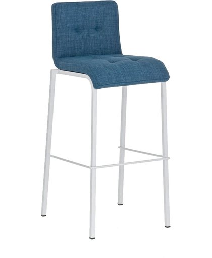 Clp moderne barkruk AVOLA , zithoogte: 78 cm, stapelbaar, met wit frame en stoffen bekleding - blauw,