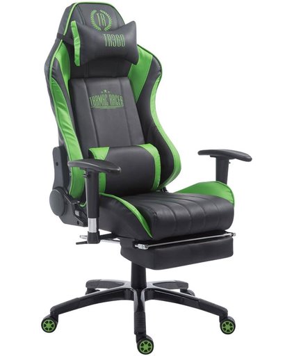 Clp XL Racing bureaustoel SHIFT - Gaming managerstoel Tarmac Racing met en zonder voetsteun, belastbaar tot 150 kg, kunstleer - zwart/groen, met voetsteun