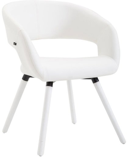 Clp Eetkamerstoel GIZA, wachtkamerstoel, bezoekersstoel, keukenstoel, fauteuil, bekleding van kunstleer, - Bekleding kleur: wit kleur onderstel : wit,