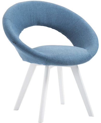 Clp Eetkamerstoel BECK, scandinavische stijl, bezoekersstoel met rugleuning, vierpotig houten frame, moderne stoel, bekleding van stof, - blauw, kleur onderstel : wit