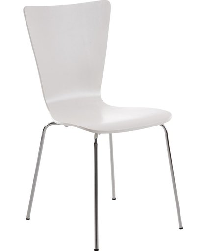 Clp Bezoekersstoel AARON  keukenstoel, conferentiestoel - met houten ergonomische zitting - wit