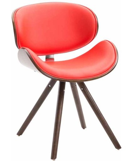 Clp Eetkamerstoel ORTEGA, wachtkamerstoel, woonkamerstoel, bezoekersstoel, designstoel, met houten zitting, bekleding van kunstleer, - rood, kleur onderstel : Coffee
