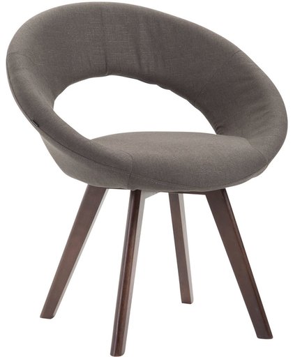 Clp Eetkamerstoel BECK, scandinavische stijl, bezoekersstoel met rugleuning, vierpotig houten frame, moderne stoel, bekleding van stof, - donkergrijs, kleur onderstel : walnoot