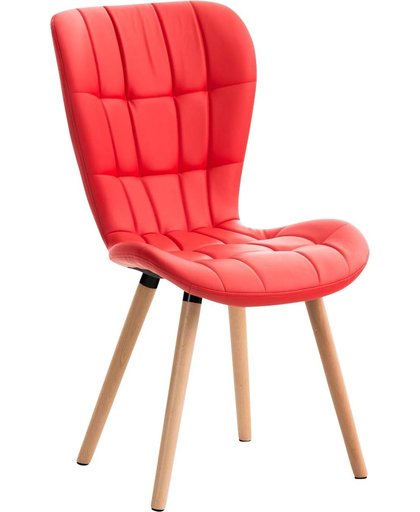 Clp Eetkamerstoel ELDA, wachtkamerstoel, woonkamerstoel, bezoekersstoel, fauteuil met stevig houten frame, met stijlvolle decoratieve stiksels, verkrijgbaar in verschillende kleuren, bekleding van kunstleer, - rood,
