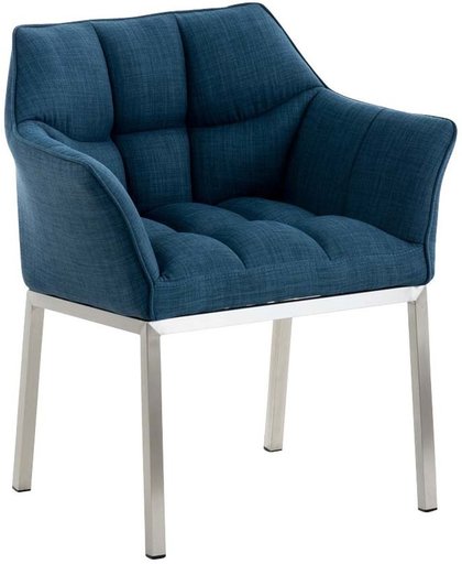 Clp Lounge stoel OCTAVIA - gepolsterde stoel met armsteun, stof - blauw, onderstel : edelstaal