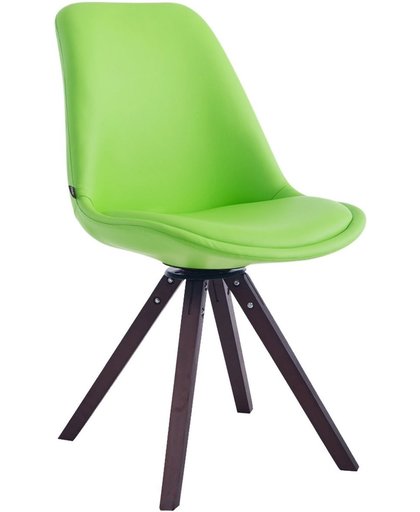 Clp Bezoekersstoel CALAIS, eetkamerstoel, wachtkamerstoel, relaxstoel, Draaifauteuil met vierkante houten poten, bekleding van kusntleer - groen, kleur onderstel : walnoot,