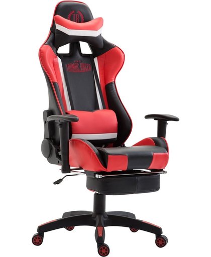 Clp Bureaustoel JEREZ, gaming chair met en zonder voetensteun leverbaar, bureaustoel, directiestoel, met kantelmechanisme,  belastbaar tot 136 kg - kunstleer - zwart/rood, met voetsteun