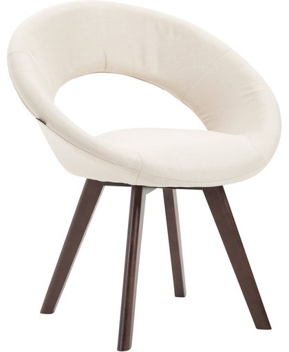 Clp Eetkamerstoel BECK, scandinavische stijl, bezoekersstoel met rugleuning, vierpotig houten frame, moderne stoel, bekleding van stof, - crème kleur onderstel : walnoot