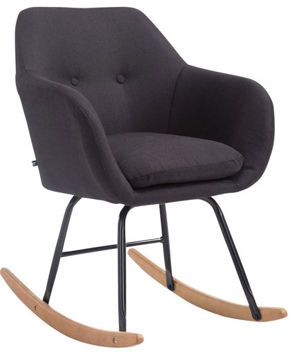 Clp Schommelstoel AVALON, schommelstoel met metalen frame, verstelbare stoel met houten rails, stoffen stoel - zwart