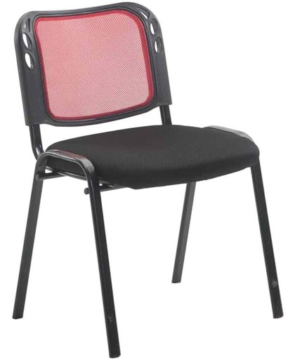 Clp Bezoekersstoel MICHELLE, wachtkamerstoel, stapelbaar, conferentiestoel, vergaderstoel, bekleding van ademend mesh textiel, - zwart/rood,