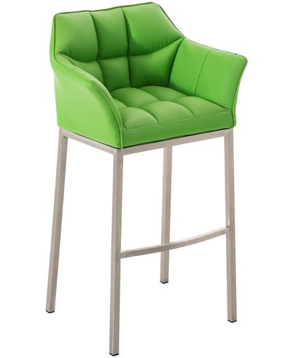 Clp Barkruk DAMASO met rugleuning, ergonomische voetsteun, zithoogte van 83 cm, verkrijgbaar in verschillende kleuren, mat RVS frame, bekleding van kunstleer - groen
