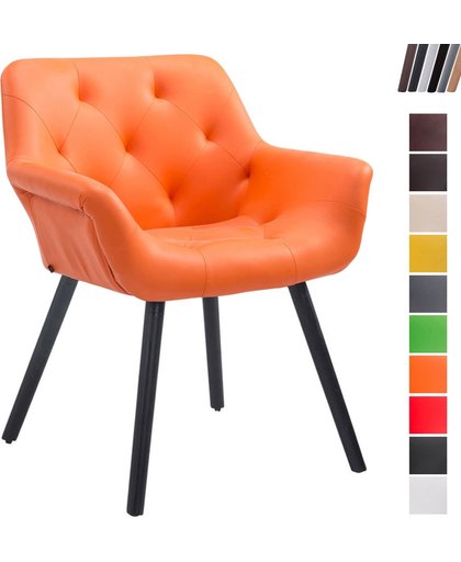 Clp Luxueuze bezoekersstoel CASSIDY club stoel, beklede eetkamerstoel met armleuning, belastbaar tot 150 kg - oranje kleur onderstel : zwart
