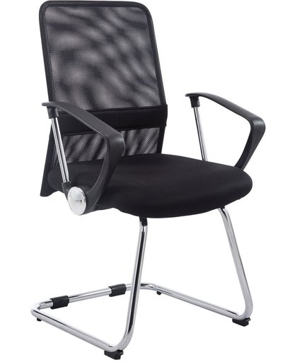 Clp Bezoekersstoel PITT met armleuning, Een robuuste bezoekersstoel met een metalen frame in chroomoptiek afgewerkt met gaas - zwart