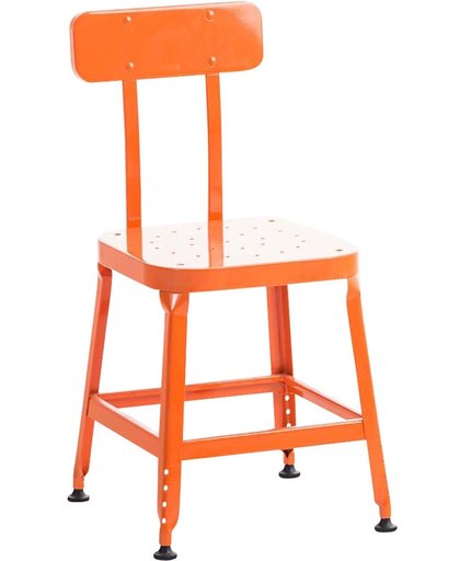 Clp Metalen stoel EASTON, keukenstoel, woonkamerstoel, eetkamerstoel, wachtkamerstoel, fauteuil, bezoekersstoel, industriële look, vintage, retro, van metaal - oranje,