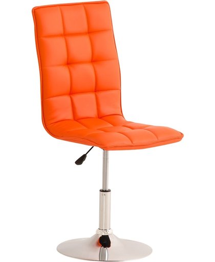 Clp Moderne design eetkamerstoel PEKING lounger - draaibaar zitvlak, hoge rugleuning, chromen kolomvoet, kunstleer - oranje